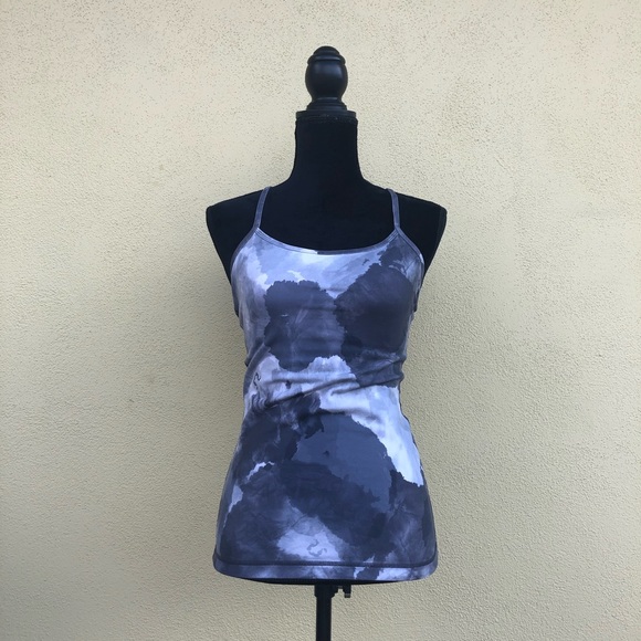lululemon athletica Tops - SOLD Lululemon White Coal Tinted Canvas Power Y Tank - Watercolor Marbled Grey
